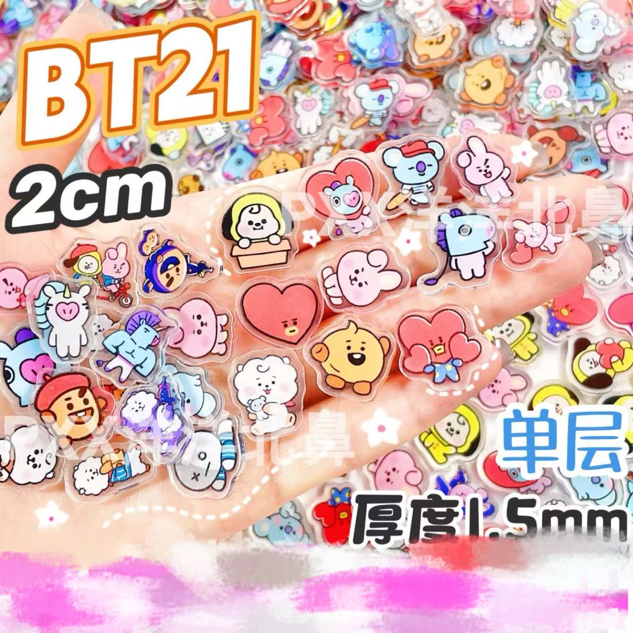 100 piezas BT21 BTS de acrílic - Cosplay Material For Prop reseña y precio